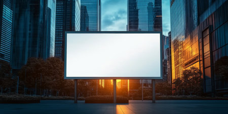 Large Blank Billboard Offers Unique Urban Advertising Opportunities for Brand Visibilityの素材