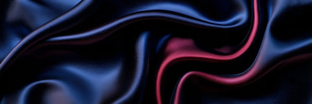 Iridescent Textile with Beautiful Waves and Flowing Curves, Dark Blue Aesthetic Silky Wallpaperの素材