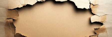 Textured Brown Cardboard Paper Background with Ripped Open Damaged Areas for Creative Design Useの素材