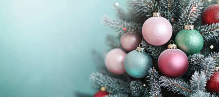 Beautifully Decorated Christmas Tree with Glittering Baubles and Ornaments for Holiday Celebrationの素材