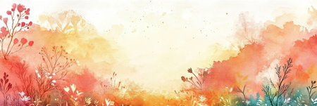 Elegant Watercolor Botanical Illustration of a Wildflower Field with Soft Gentle Pastel Colorsの素材