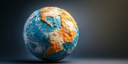 Stunning Earth Globe with Detailed Topography and Vibrant Colors, Highlighting Oceans and Continentsの素材