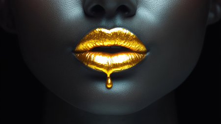 Stunning Portrait of a Model with Golden Makeup, Fashion Elegance, and Artistic Expression Captured.の素材