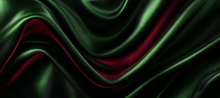 Luxurious Black, Green and Red Abstract Background with Silky Satin and Velvet Textures for Eleganceの素材
