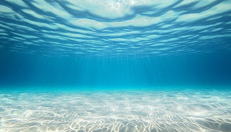 Stunning underwater scene showcasing vibrant marine life and shimmering sand on the seafloorの素材