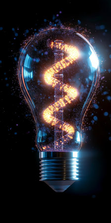 Illuminating Ideas DNA Helix Inside a Light Bulb, Representing Creativity and Innovation in Scienceの素材