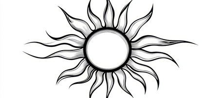 Stylized Sun with Wavy Rays A Hand-Drawn Sun Decoration for Relaxation and Meditation Activitiesの素材