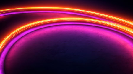 Vibrant Neon Arcs Intertwined in a Dynamic Background, Perfect for Modern Design and Visualsの素材