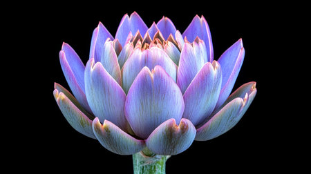 Close-up view of a stunning artichoke flower with intricate patterns in beautiful mauve huesの素材