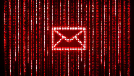 Email Phishing Alert Over Binary Stream Privacy Invasion Concept on Tech Backgrounds for Securityの素材