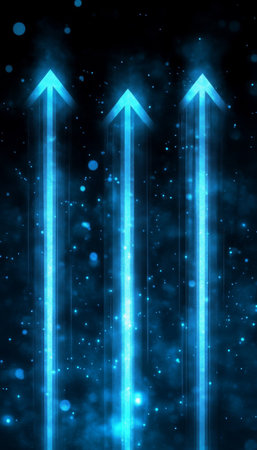 Abstract Cyber Technology Background Featuring Upward Arrows Representing Advancement and Innovationの素材
