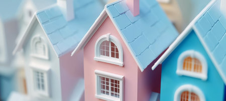 Colorful Miniature Houses Showcasing the Real Estate Market and Home Investment Potentialの素材