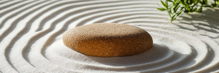 Calm Zen Garden with Smooth Stones and Raked Sand, Inspiring Peace and Mindful Serenity Relaxationの素材