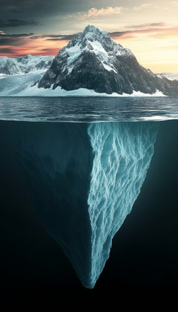 A Stunning Iceberg Landscape Captured in Winter, Revealing the Hidden Depths Beneath the Surfaceの素材