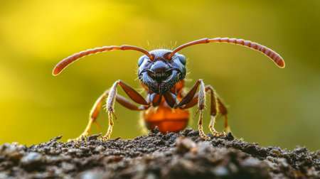 A Close-Up Encounter with Nature s Engineer The Beauty of a Determined Ant in Its Habitatの素材