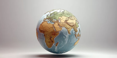 Highly Detailed Topographic Globe Model Showcasing Earth s Textured Surface and Geographic Featuresの素材