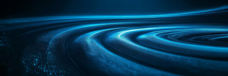 Dynamic Abstract Technology Background Featuring Blue Energy Streams and Vortex on Dark Backdropの素材