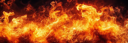 Dramatic Abstract Background of Fiery Flames and Intense Heat in Vibrant Orange and Red Tonesの素材