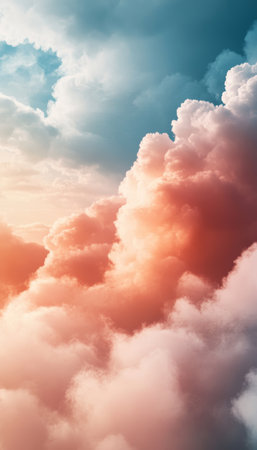 Awe-Inspiring Skyscape Dreamy Cloud Layers and Radiant Sunset Colors Create a Serene Atmosphereの素材