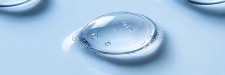 Clear Cosmetic Serum Texture, Bright Liquid Gel Background with Bubbles, Beauty Skincare Essenceの素材