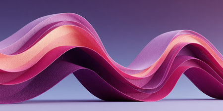 Vibrant Gradient Waves Creating Dynamic Abstract Ribbons in Colorful Layers for Modern Decorの素材