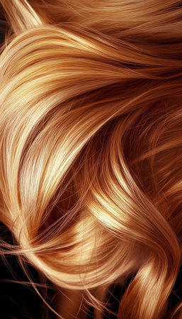 Stunning Blonde Woman with Flowing Hair in Motion, Captivating Sunlight and Vibrant Color Detailの素材