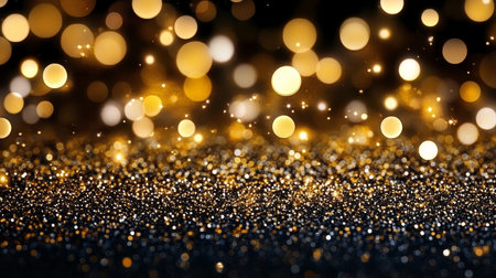 Elegant Gold Bokeh Overlay Glitter Texture for Festive Backgrounds and Celebration Decorationsの素材