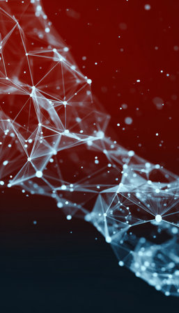 Abstract polygonal geometric shapes and lines with connection points representing modern technologyの素材