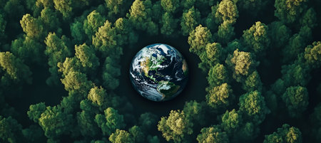 Aerial View of Lush Green Forest Canopy with Detailed Close-Up of Geographic Earth Featuresの素材