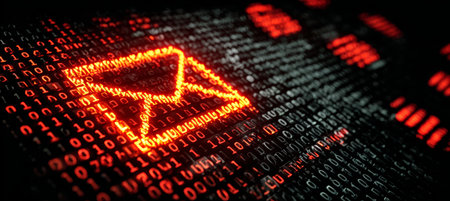 Emerged Phishing Attempt and Email Security Issues Displayed on Data Flowing on the Screen.の素材
