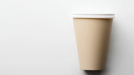 Plain Beige Paper Cup with Lid Mockup on a White Background, Minimalist and Clean Studio Shotの素材