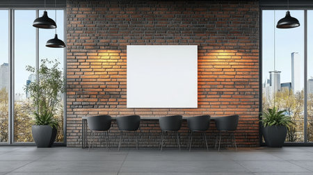 Urban Space Featuring a Blank Canvas on Brick Wall Ideal for Creative Messaging and Modern Decorの素材