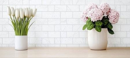 Elegant Interior Decoration with Fresh Flowers for a Cozy and Inviting Home Atmosphereの素材