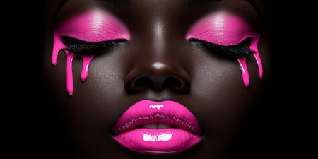 Stunning Creative Portraiture Featuring Unique Makeup Trends and Bold Expression in Glamorous Styleの素材