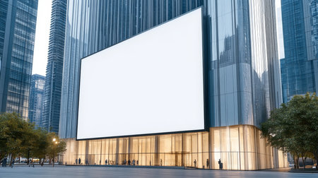 Blank Billboard Space on Urban High-Rise, Perfect for Dynamic Commercial Advertising Opportunitiesの素材