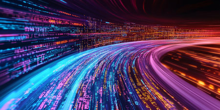 Futuristic Digital City with Advanced Communications Hub and High-Speed Internet Infrastructureの素材