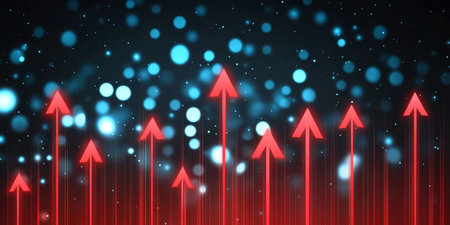 Dynamic Data Visualization Concept with Up Arrows for Business Growth and Financial Analysisの素材