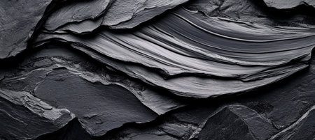 Dramatic Abstract Grey Texture Featuring Geological Mountainous Rocks and Layered Shale Formationsの素材