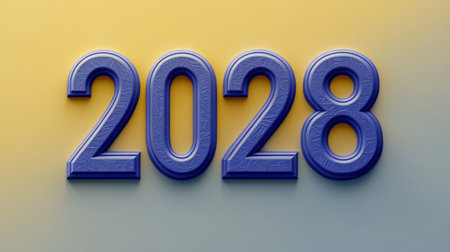 Modern Minimalist Blue Numbers Representing Year 2028 Against a Simple Backdrop for Celebrationの素材
