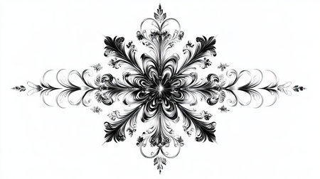 Majestic Floral Lace Snowflake Florette, Ornamental Christmas Icing for Festive Card Decorの素材