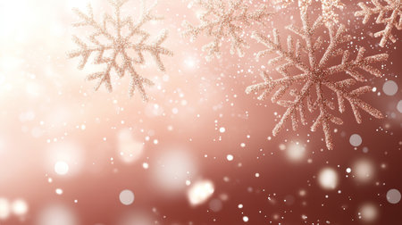 Beautiful Glitter Snowflakes and Powder Falling in Rose-Magenta for Enchanting Seasonal Magicの素材