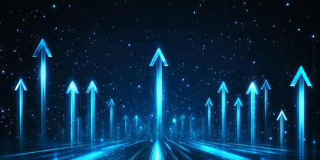 Arrows Pointing Upwards Representing Business Success, Innovation, and Future Development Goalsの素材