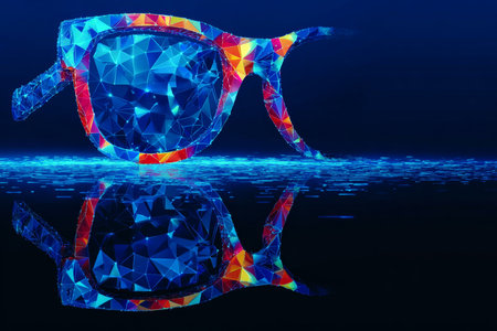 Stylish Modern Abstract Sunglasses with Geometric Triangular Design and Optical Reflection in Blueの素材
