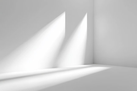 Bright and Spacious Minimalist White Room with Natural Sunlight and Clean Modern Architecture Designの素材