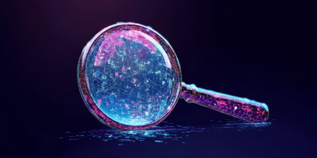 Innovative Digital Search Technology with AI Magnifying Glass and Vector Art for Internet Solutionsの素材