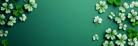 St. Patrick s Day Background Design Featuring Green Shamrocks and Festive Decorative Elementsの素材