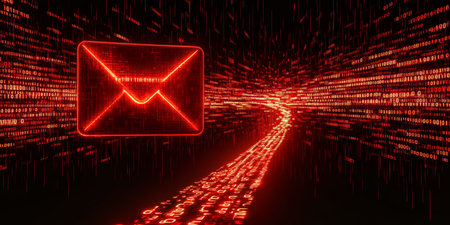Digital Illustration of Spam Emails and Phishing Attacks with Viruses in Network Communicationの素材