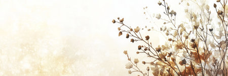 Elegant Sepia Tone Botanical Background with Vintage Floral Design for Wedding and Event Decorの素材