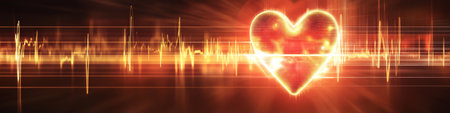 High-Tech Digital Cardiovascular Monitor Displaying Animated Heart Signals on Graphical Screenの素材
