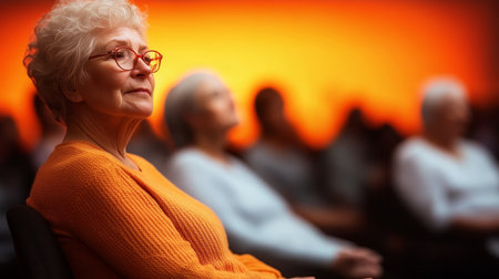 Elderly Women Engaging in Thoughtful Conversation at Retirement Security Policy Gathering Outdoorsの素材